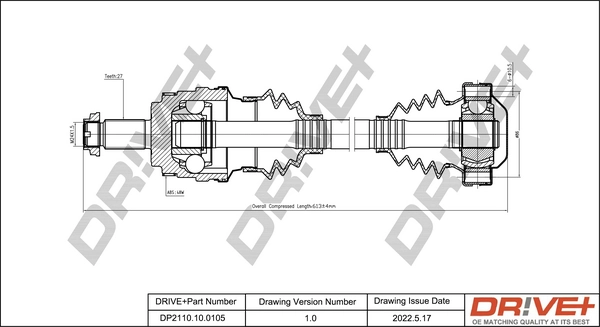 Dr!ve+ hajtótengely - DP2110.10.0105 - TothCarparts