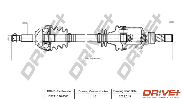 Dr!ve+ hajtótengely - DP2110.10.0305 - TothCarparts