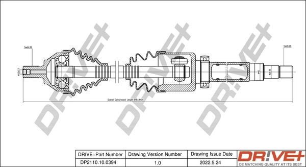 Dr!ve+ hajtótengely - DP2110.10.0394 - TothCarparts