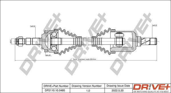Dr!ve+ hajtótengely - DP2110.10.0485 - TothCarparts