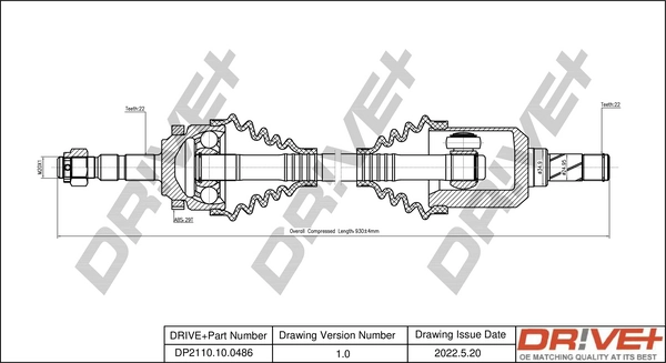 Dr!ve+ hajtótengely - DP2110.10.0486 - TothCarparts