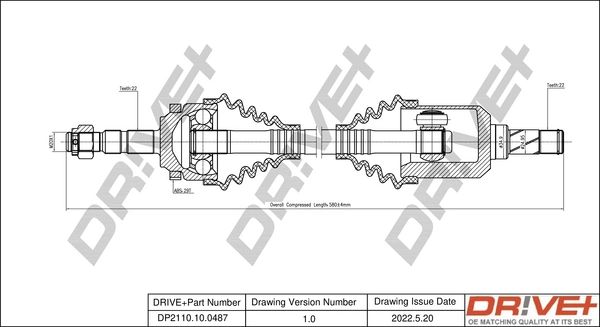 Dr!ve+ hajtótengely - DP2110.10.0487 - TothCarparts