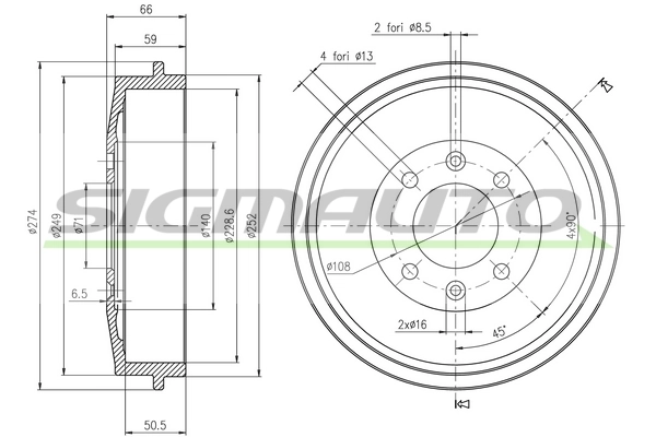 SIGMAUTO fékdob - DR5146 - TothCarparts