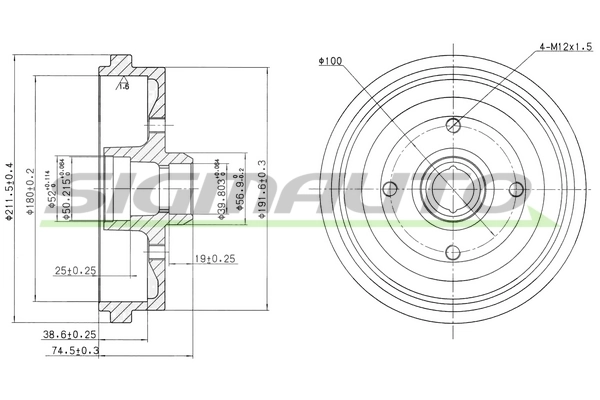 SIGMAUTO fékdob - DR5226 - TothCarparts