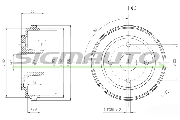 SIGMAUTO fékdob - DR5603 - TothCarparts