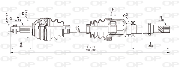 OPEN PARTS hajtótengely - DRS6343.00 - TothCarparts