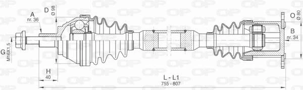 OPEN PARTS hajtótengely - DRS6414.00 - TothCarparts