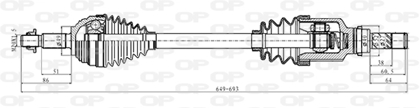 OPEN PARTS hajtótengely - DRS6447.00 - TothCarparts