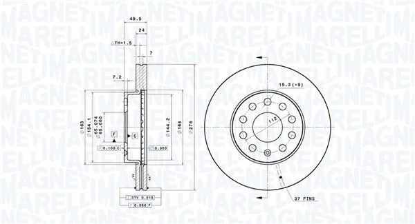MAGNETI MARELLI féktárcsa - 360406211401 - TothCarparts