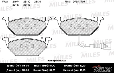 MILES fékbetétkészlet, tárcsafék - E100132 - TothCarparts