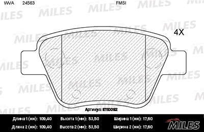 MILES fékbetétkészlet, tárcsafék - E110092 - TothCarparts
