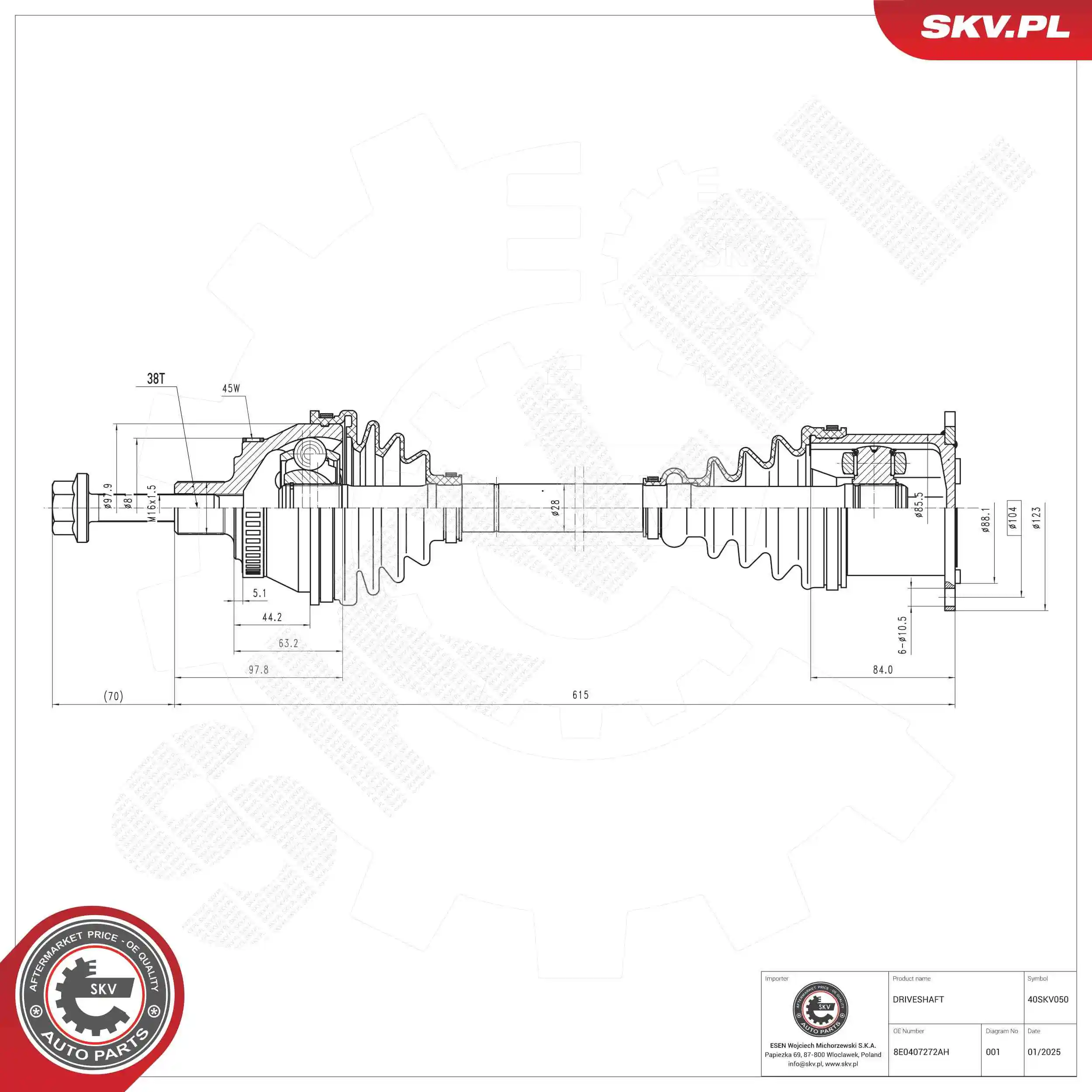 ESEN SKV hajtótengely - 40SKV050 - TothCarparts