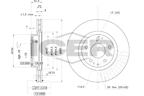 ICER féktárcsa - 78BD3565-2 - TothCarparts