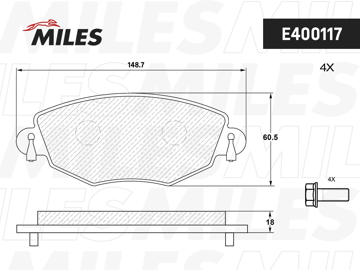 MILES fékbetétkészlet, tárcsafék - E400117 - TothCarparts