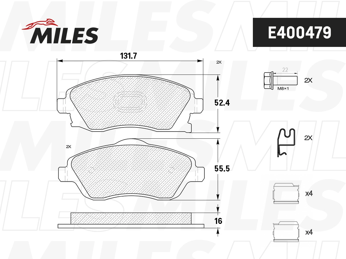 MILES fékbetétkészlet, tárcsafék - E400479 - TothCarparts