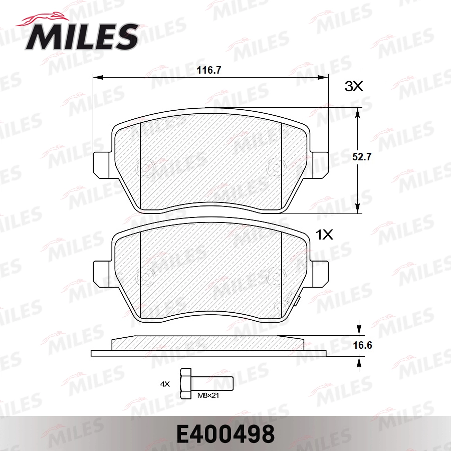 MILES fékbetétkészlet, tárcsafék - E400498 - TothCarparts