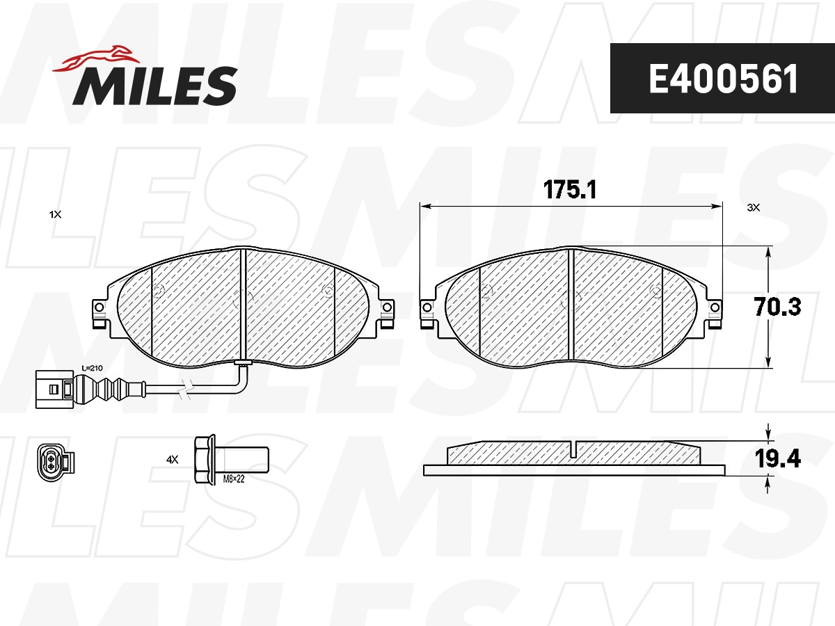 MILES fékbetétkészlet, tárcsafék - E400561 - TothCarparts