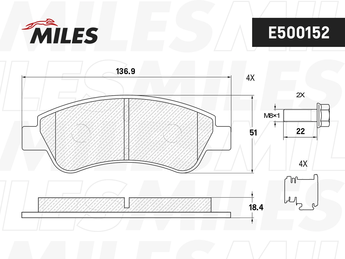 MILES fékbetétkészlet, tárcsafék - E500152 - TothCarparts