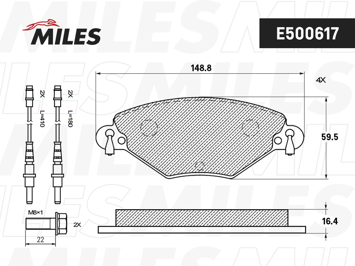 MILES fékbetétkészlet, tárcsafék - E500617 - TothCarparts