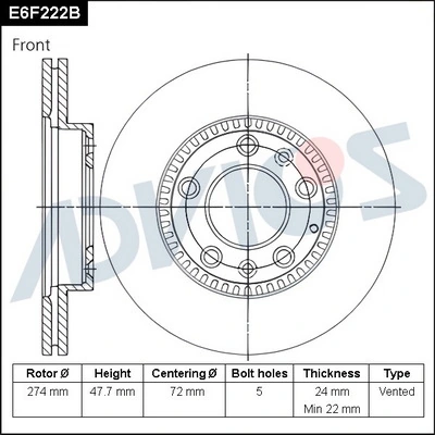 ADVICS féktárcsa - E6F222B - TothCarparts