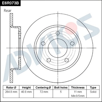 ADVICS féktárcsa - E6R073B - TothCarparts