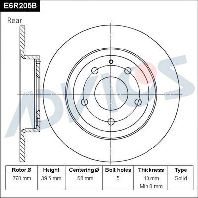 ADVICS féktárcsa - E6R205B - TothCarparts