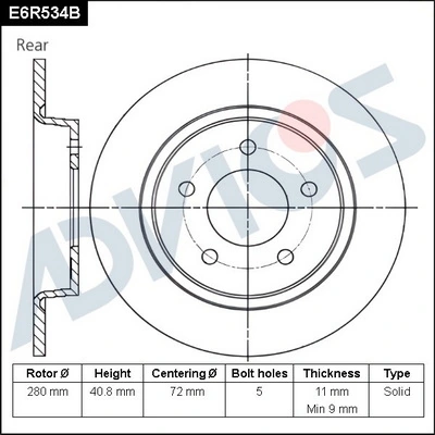ADVICS féktárcsa - E6R534B - TothCarparts