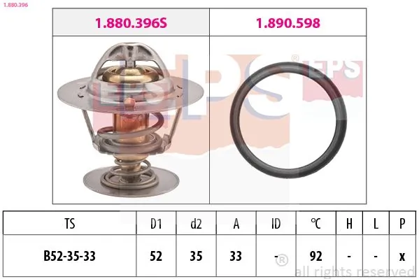 MDR termosztát, hűtőfolyadék - EPS-1880 396 - TothCarparts