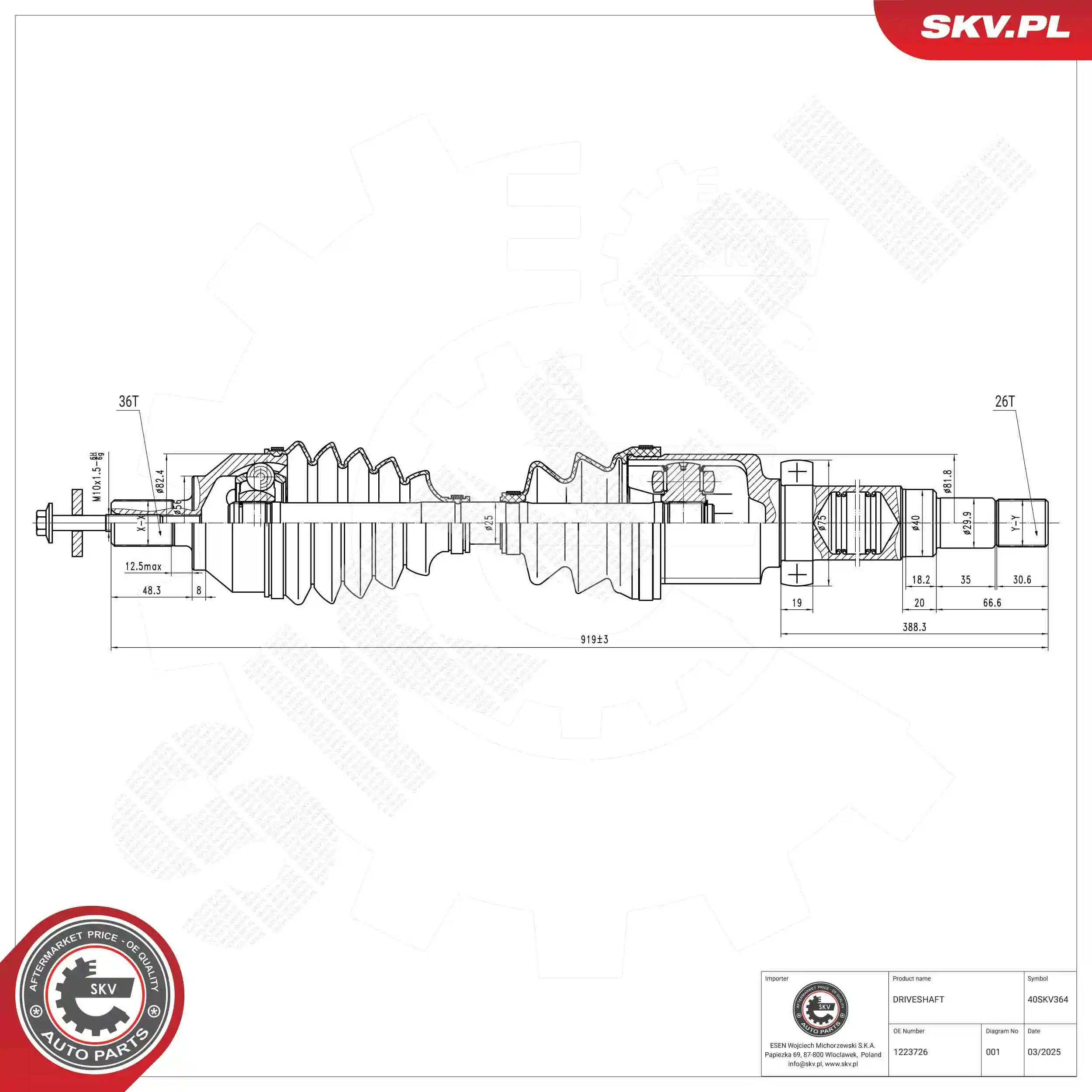 ESEN SKV hajtótengely - 40SKV364 - TothCarparts