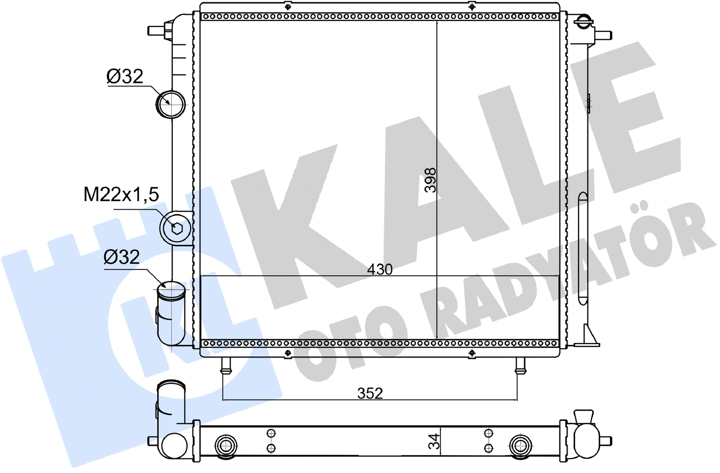 KALE OTO RADYATÖR hűtő, motorhűtés - 363675 - TothCarparts
