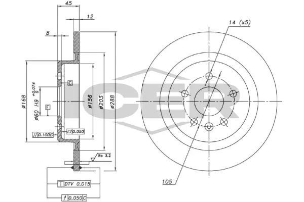 ICER féktárcsa - 78BD1568-2 - TothCarparts