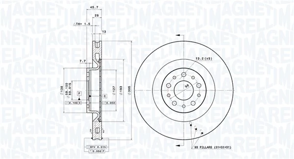MAGNETI MARELLI féktárcsa - 360406211801 - TothCarparts