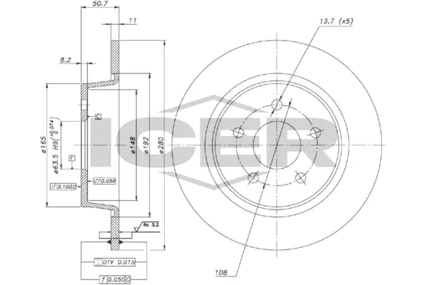 ICER féktárcsa - 78BD3958-2 - TothCarparts