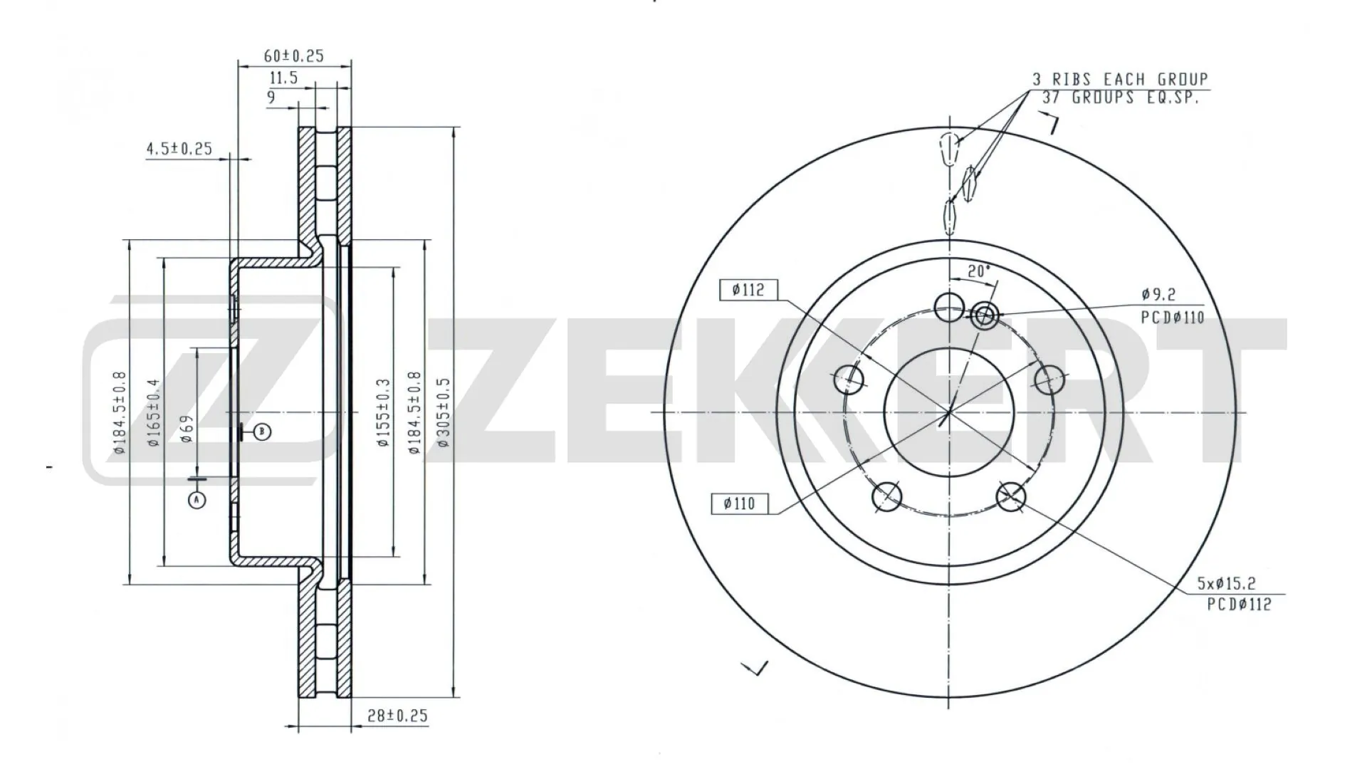 ZEKKERT féktárcsa - BS-5876B - TothCarparts