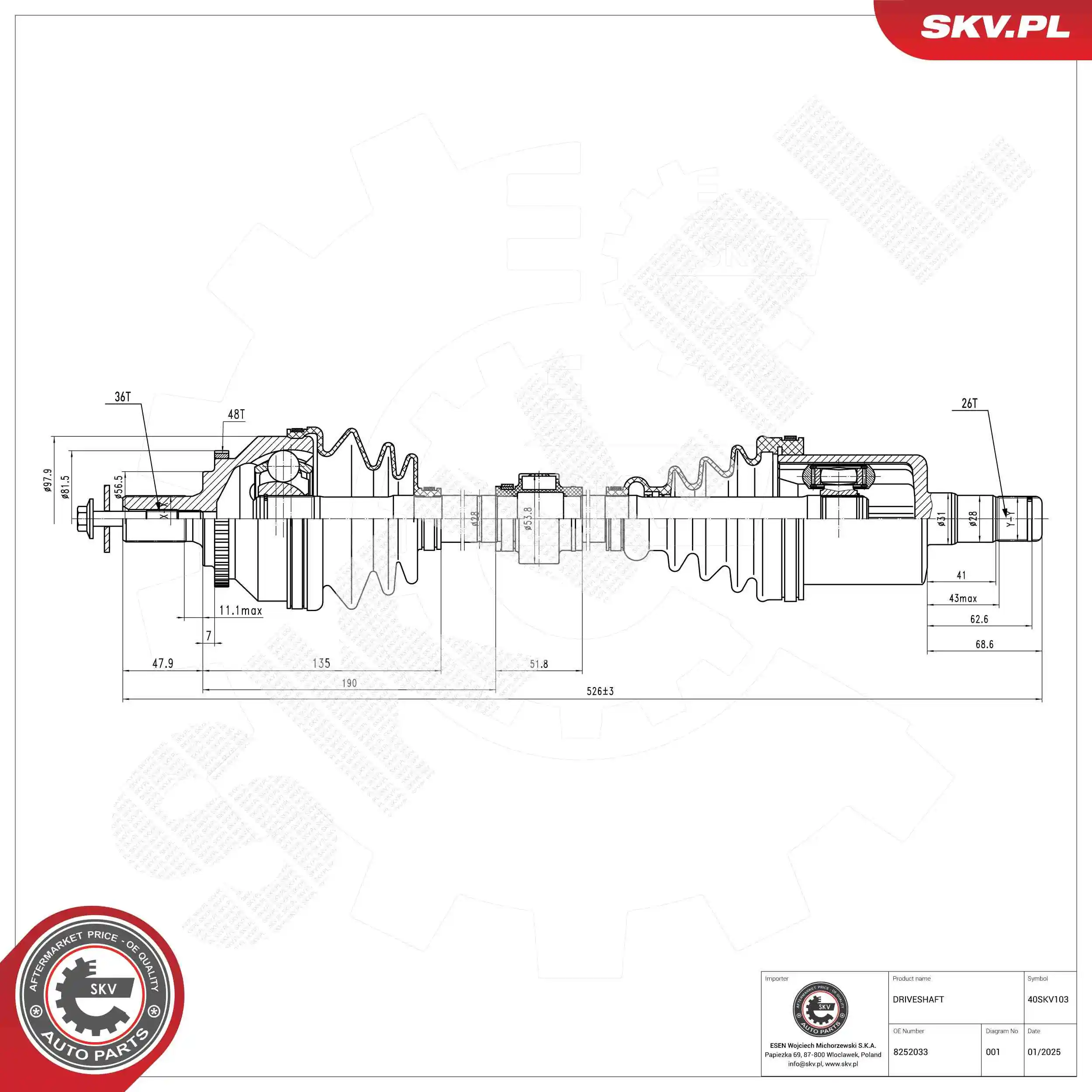 ESEN SKV hajtótengely - 40SKV103 - TothCarparts