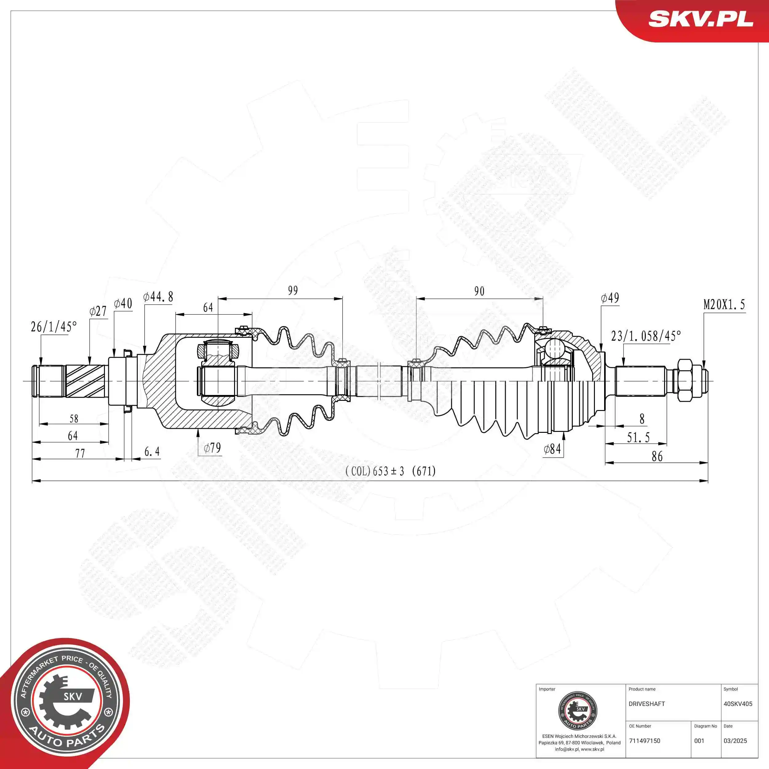 ESEN SKV hajtótengely - 40SKV405 - TothCarparts