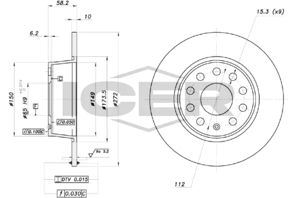 ICER féktárcsa - 78BD5647-2 - TothCarparts