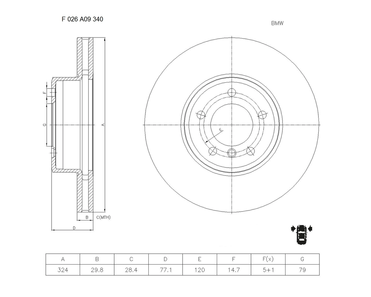 BOSCH féktárcsa - F 026 A09 340 - TothCarparts