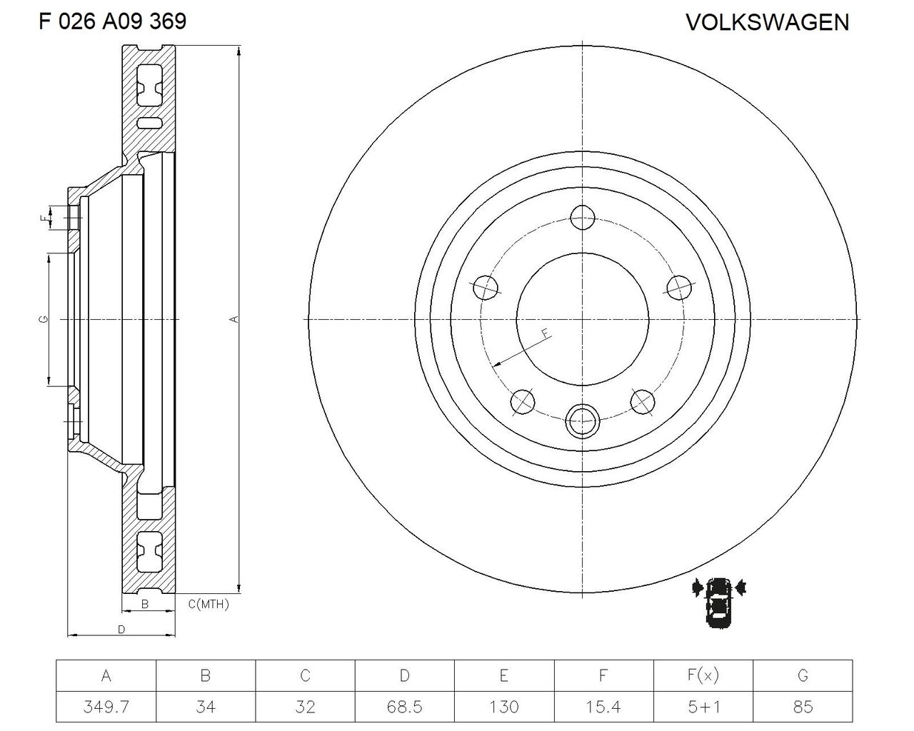 BOSCH féktárcsa - F 026 A09 369 - TothCarparts