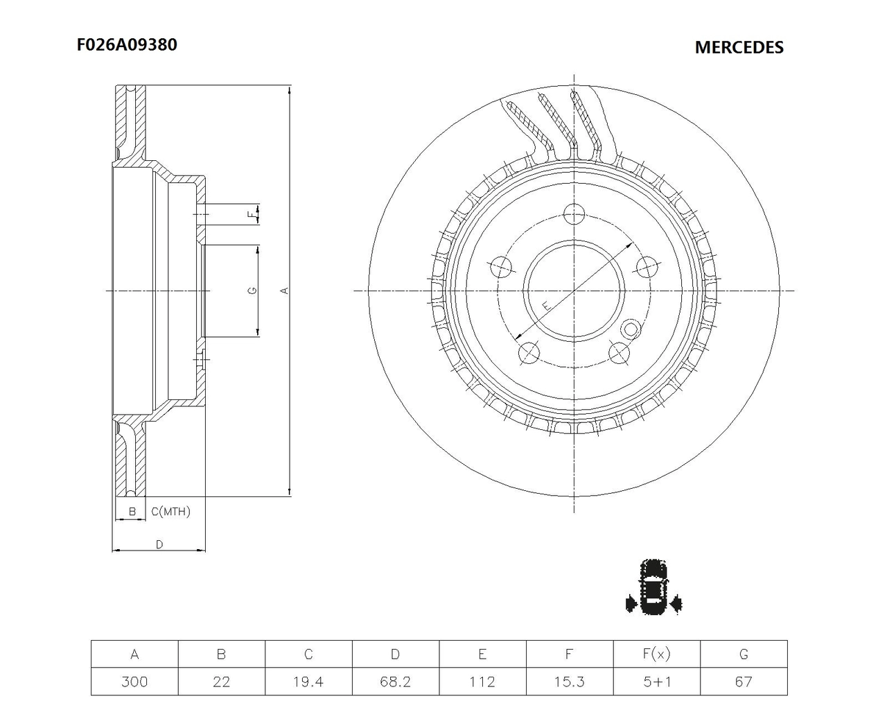BOSCH féktárcsa - F 026 A09 380 - TothCarparts
