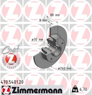 ZIMMERMANN féktárcsa - 470.5401.20 - TothCarparts