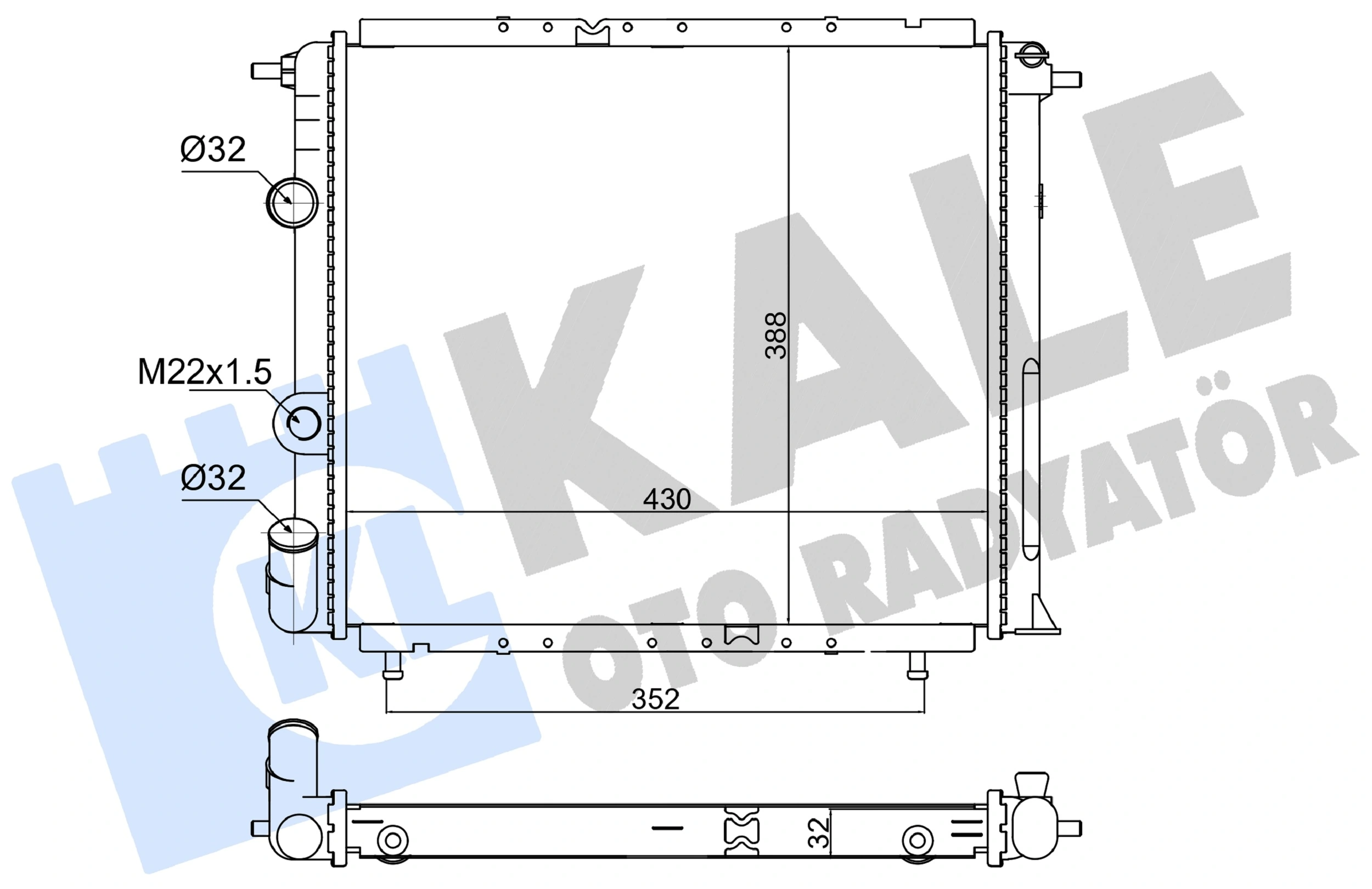 KALE OTO RADYATÖR hűtő, motorhűtés - 363670 - TothCarparts