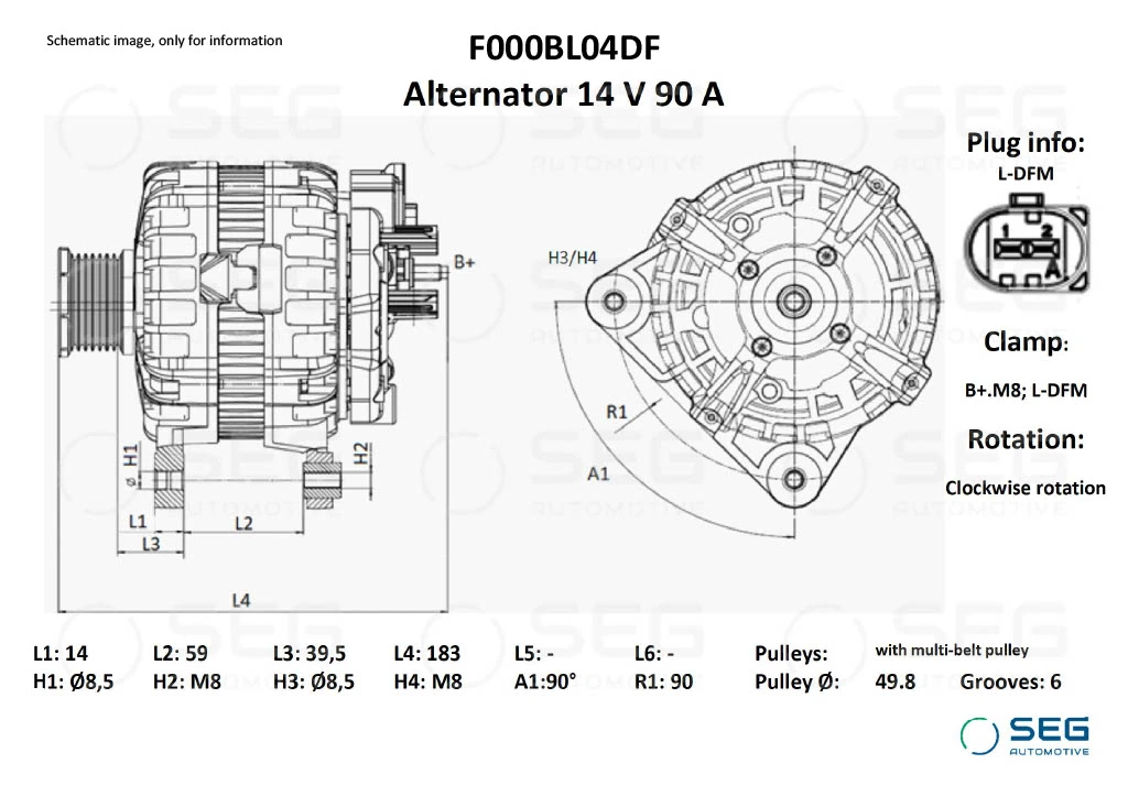 SEG Automotive generátor - F000BL04DF - TothCarparts