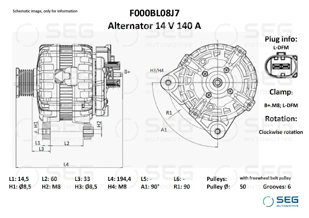 SEG Automotive generátor - F000BL08J7 - TothCarparts