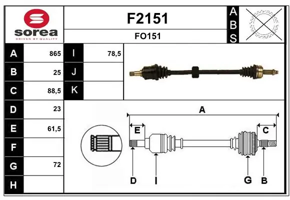 SNRA hajtótengely - F2151 - TothCarparts