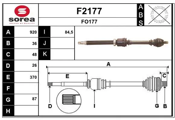 SNRA hajtótengely - F2177 - TothCarparts