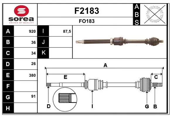 SNRA hajtótengely - F2183 - TothCarparts