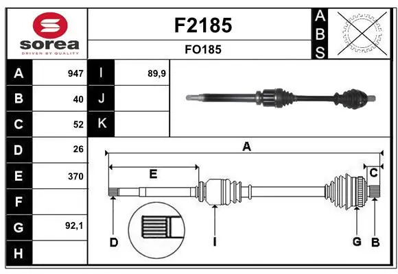 SNRA hajtótengely - F2185 - TothCarparts