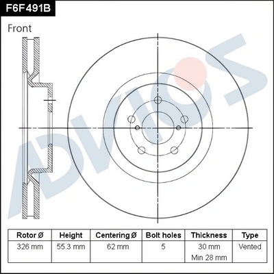 ADVICS féktárcsa - F6F491B - TothCarparts