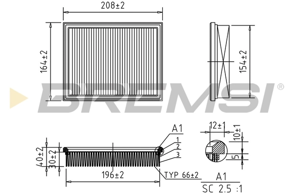 BREMSI légszűrő - FA1250 - TothCarparts